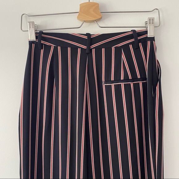 Zara Basic High Waisted Wide Leg Striped Pants Size XS Navy - Picture 7 of 10